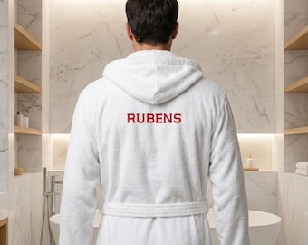 Bata de felpa bordada personalizada, bata de baño con nombre personalizado, ropa de estar de lujo