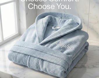 Plush Bath Robe, Custom Embroidered, Made in Turkey, Absorbent Luxury