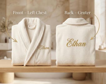 Albornoz con nombre bordado, bata de spa personalizada, regalo de boda