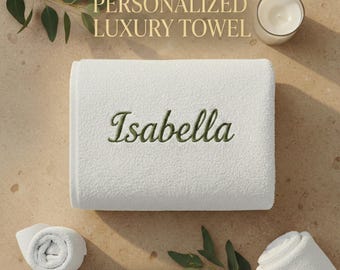 Toalla de baño con monograma personalizado y escudo floral bordado personalizado