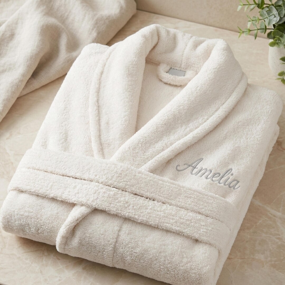 Showerdrape Robe Embroidered Waffle Weave Bathrobe, Personalized Spa Robe - Etsy
