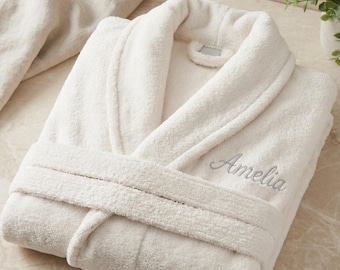 Embroidered Waffle Weave Bathrobe, Personalized Spa Robe