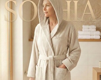 Bata de felpa bordada personalizada, bata de baño de lujo para él