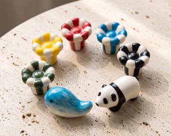 Flower Cabinet Knobs, Ceramic Drawer Knobs, Colorful Kitchen Cabinet Hardware, Cute Furniture Knobs, Dresser Knobs, Vanity Handles