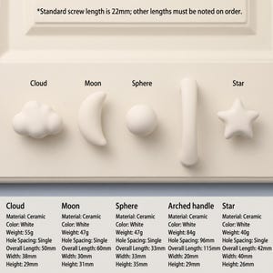 Ceramic Cabinet Knobs, Cute Drawer Knobs, Cloud Star Moon Furniture Hardware, Kids Room Cabinet Handles, Kitchen Drawer Pulls, Dresser Knobs image 10
