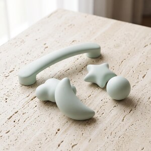Ceramic Cabinet Knobs, Cute Drawer Knobs, Cloud Star Moon Furniture Hardware, Kids Room Cabinet Handles, Kitchen Drawer Pulls, Dresser Knobs image 6