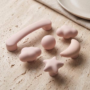 Ceramic Cabinet Knobs, Cute Drawer Knobs, Cloud Star Moon Furniture Hardware, Kids Room Cabinet Handles, Kitchen Drawer Pulls, Dresser Knobs image 2