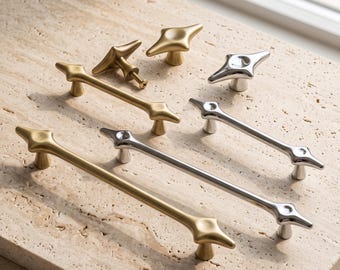 Modern Cabinet Knobs and Drawer Pulls, Zinc Alloy Cabinet Hardware, Star Drawer Handle, Minimalist Dresser Pull, Furniture Knobs