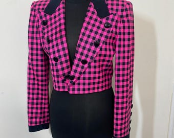 Vintage 80's Escada Jacket Size 38 Bright Neon Pink Boxy Cropped Margaretha Ley