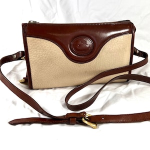 Bolso bandolera vintage auténtico de DOONEY & BOURKE en piel color marfil y marrón