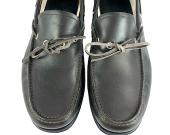 SALVATORE FERRAGAMO Brązowe skórzane mokasyny męskie Drivers Made in Italy 6.5 US