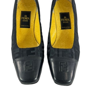 FENDI Black Canvas Zucca Block Pumps Made in Italy Marked as 34 - 4US