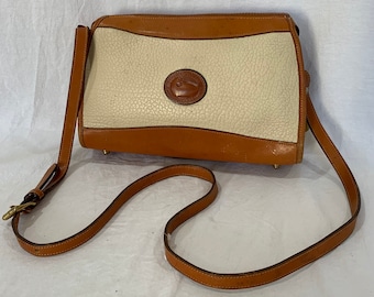 10% OFFSALE Distressed DOONEY and BOURKE Authentic Vintage Off White and Tan Leather Crossbody Shoulder Bag