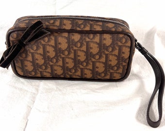 CHRISTIAN DIOR Vintage Paris Authentic Trotter Bow Cosmetic Makeup Pouch Made in Italy
