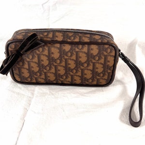 CHRISTIAN DIOR Vintage Paris Authentic Trotter Bow Cosmetic Makeup Pouch Made in Italy