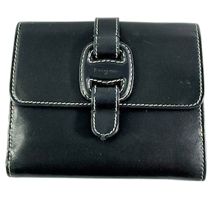 Monedero plegable de piel negra SALVATORE FERRAGAMO. Fabricado en Italia.