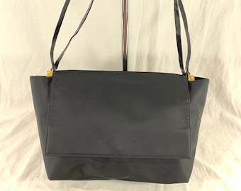 GIANNI VERSACE Vintage Authentic Medusa Black Nylon and Leather Straps Satchel Shoulder Bag Made in Italy