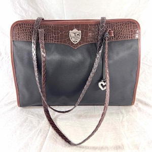 10 % de descuento en OFERTA Bolso de hombro tipo cartera de piel marrón y nailon negro auténtico de BRIGHTON