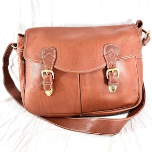 vintage sac messager porte-documents en cuir marron clair