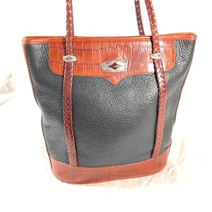 10 % DE DESCUENTO EN OFERTA Bolso de hombro de cuero auténtico negro y marrón de BRIGHTON