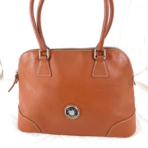 Bolso tipo cartera vintage auténtico de cuero color canela de DOONEY and BOURKE, fabricado en EE. UU.