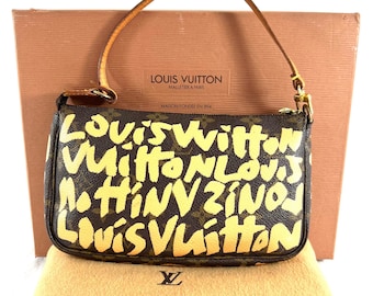 2001 LOUIS VUITTON Brown Canvas Graffiti Monogram Pochette Shoulder Bag M92193