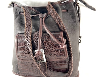 BRIGHTON Brun Läderväska med Hink och Dragsko