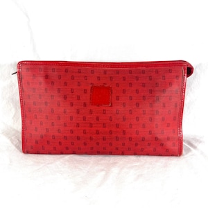 Bolso de mano con micrologotipo FF de lona roja de Fendi de los años 80 fabricado en Italia