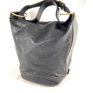 MARINO ORLANDI Bolso Tote con Asa Superior de Cuero Negro Hecho en Italia