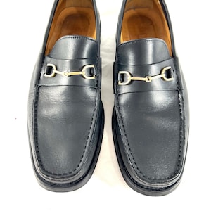 GUCCI Schwarz Leder Horsebit Männer Loafers Made in Italien Markiert als 41.5 E-8US