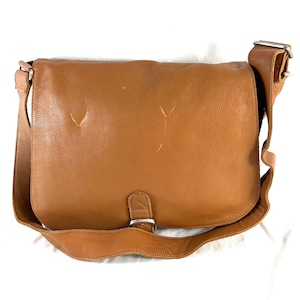 Vintage Authentic Tan Leather Briefcase Messenger Bag