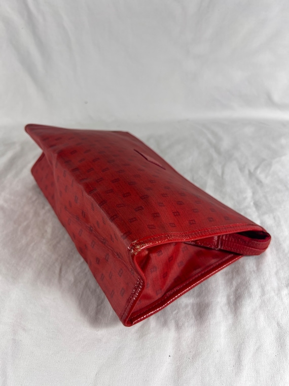 80's FENDI Red Canvas Micro FF Logo Pouch Clutch … - image 6