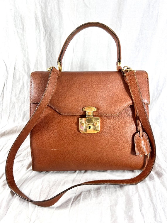 Distressed GUCCI Authentic Tan Leather Satchel Sho