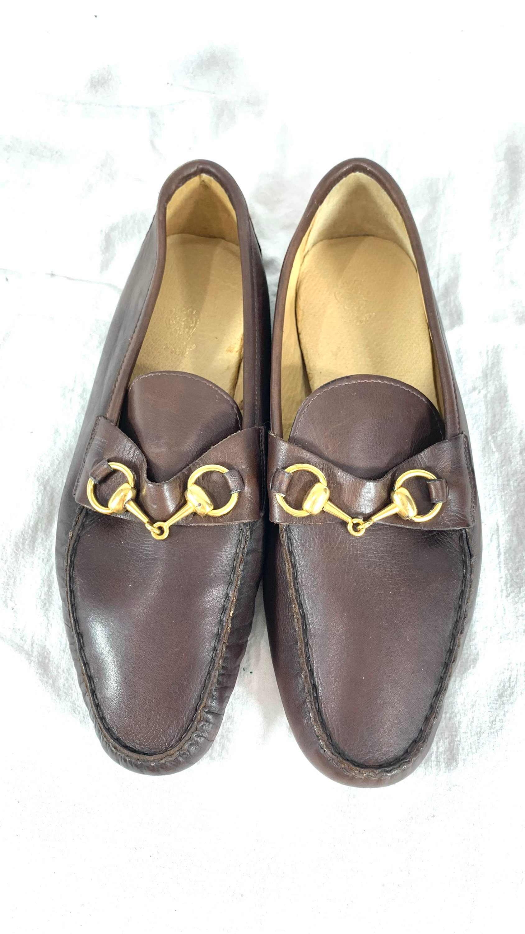 GUCCI Horsebit Brown Leather Heren Slippers Slip On Schoenen - Etsy  Nederland