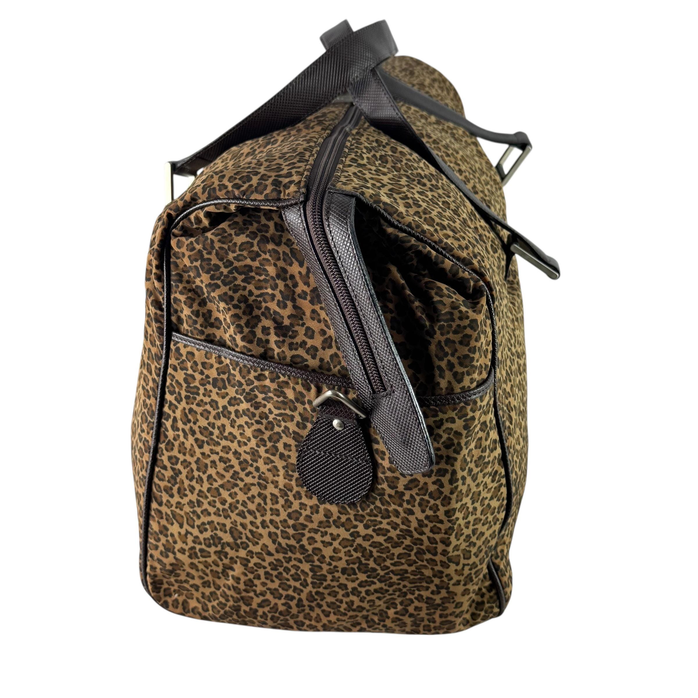 BOTTEGA VENETA Leopard Print Nylon Travel Weekender Duffle Bag