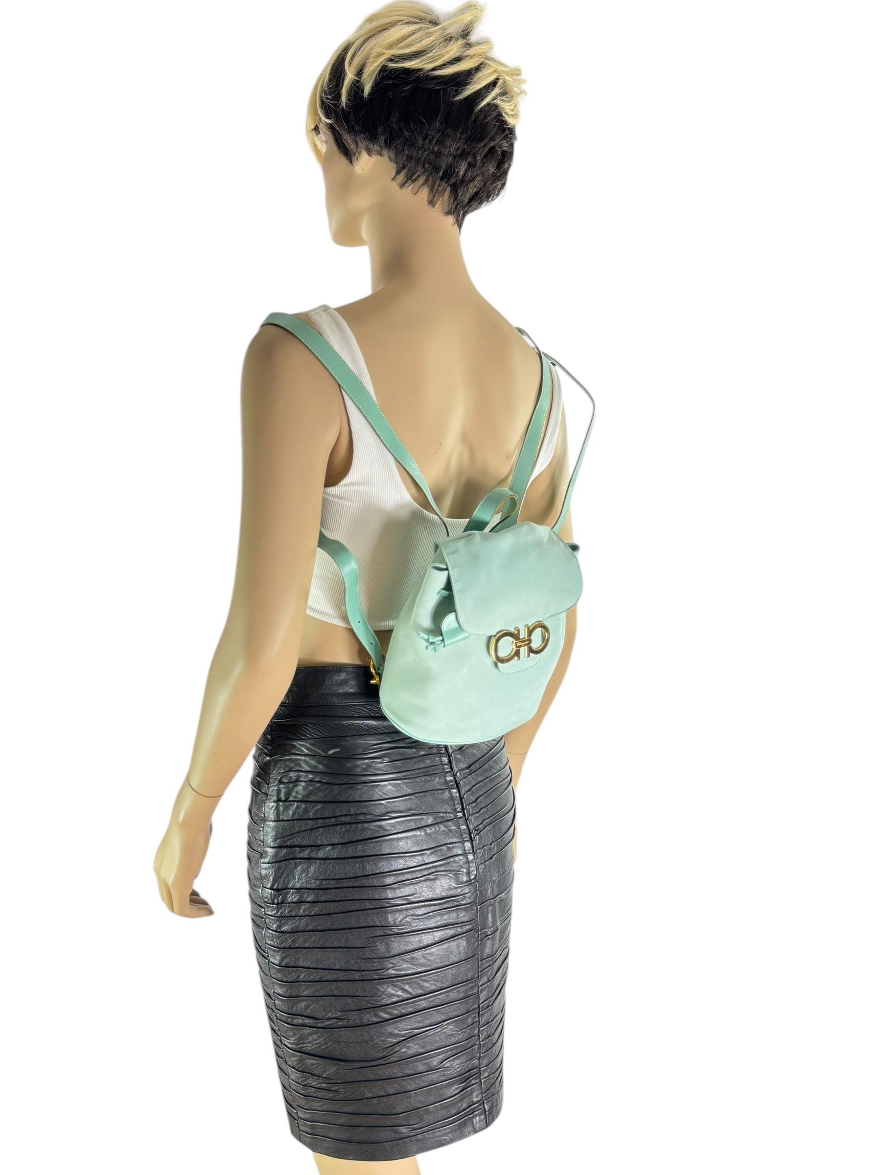 SALVATORE FERRAGAMO Gancini Light Turquois Nubuck Leather  display picture 2