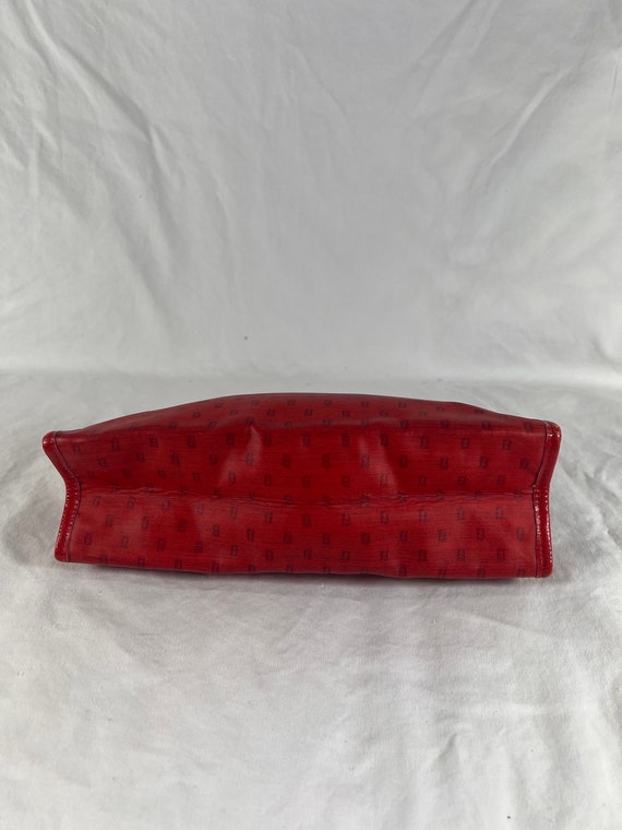 80's FENDI Red Canvas Micro FF Logo Pouch Clutch … - image 5