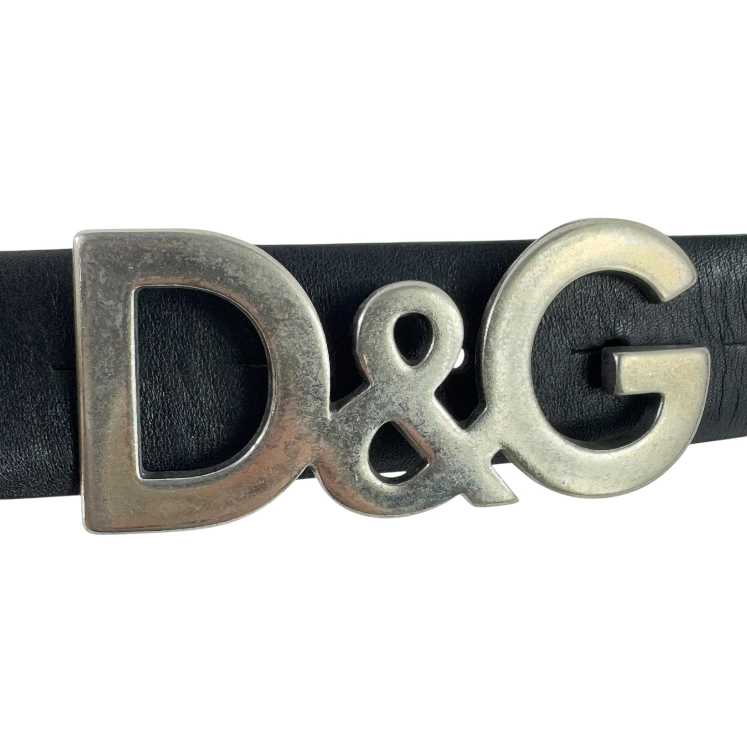 ドルチェ＆ガッバーナ ブラックレザー ヴィンテージ DGロゴバックル