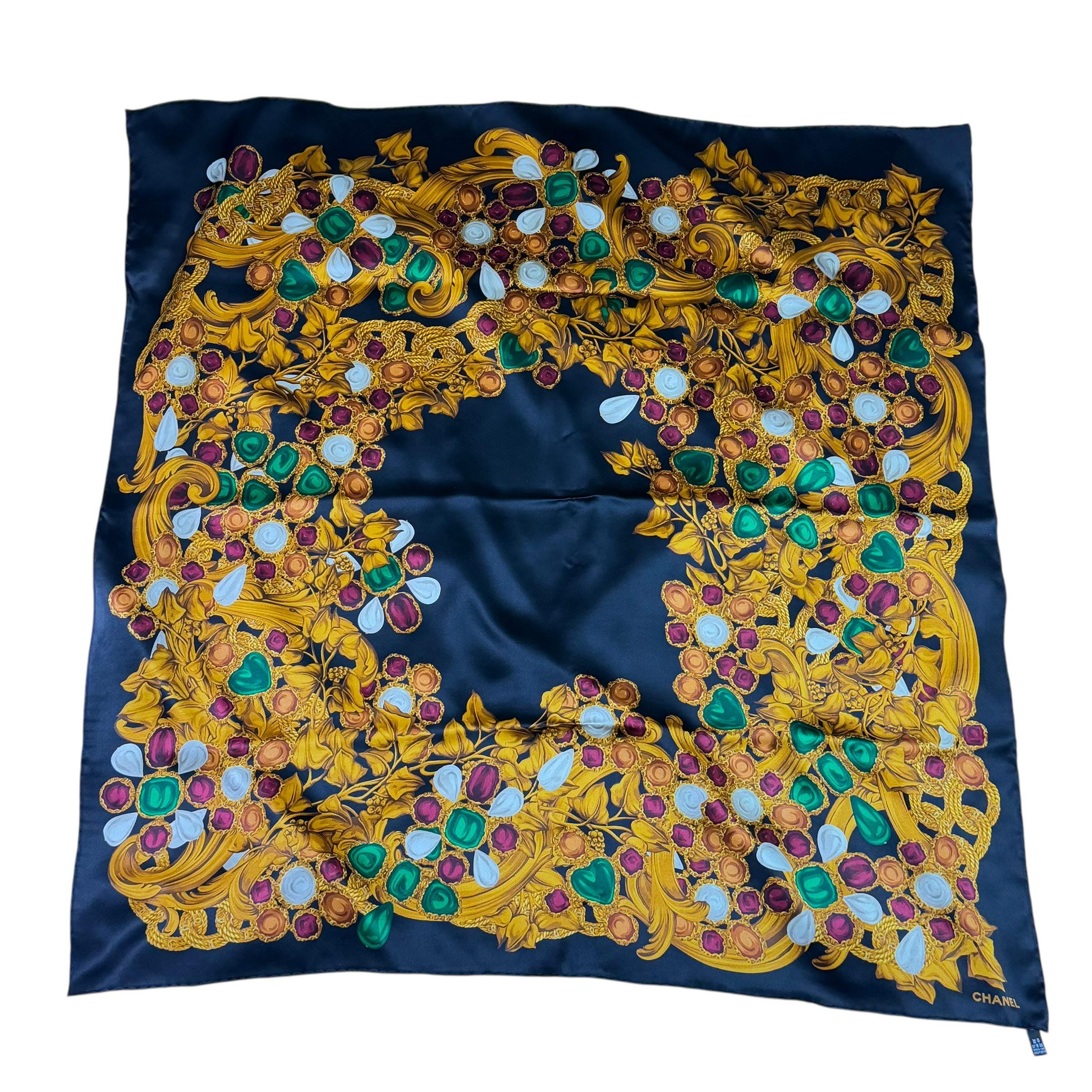 CHANEL Vintage Multicolor 100% Silk Scarf Made in Italy 38X38 - Etsy