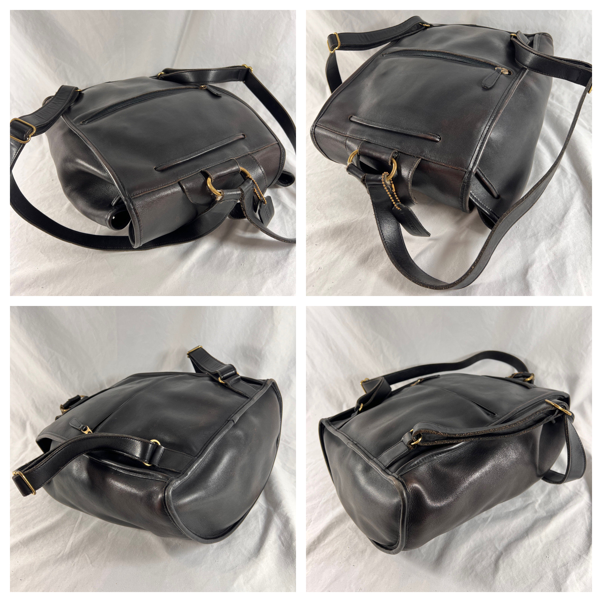 1994 COACH Vintage Black Leather Backpack Made in the United