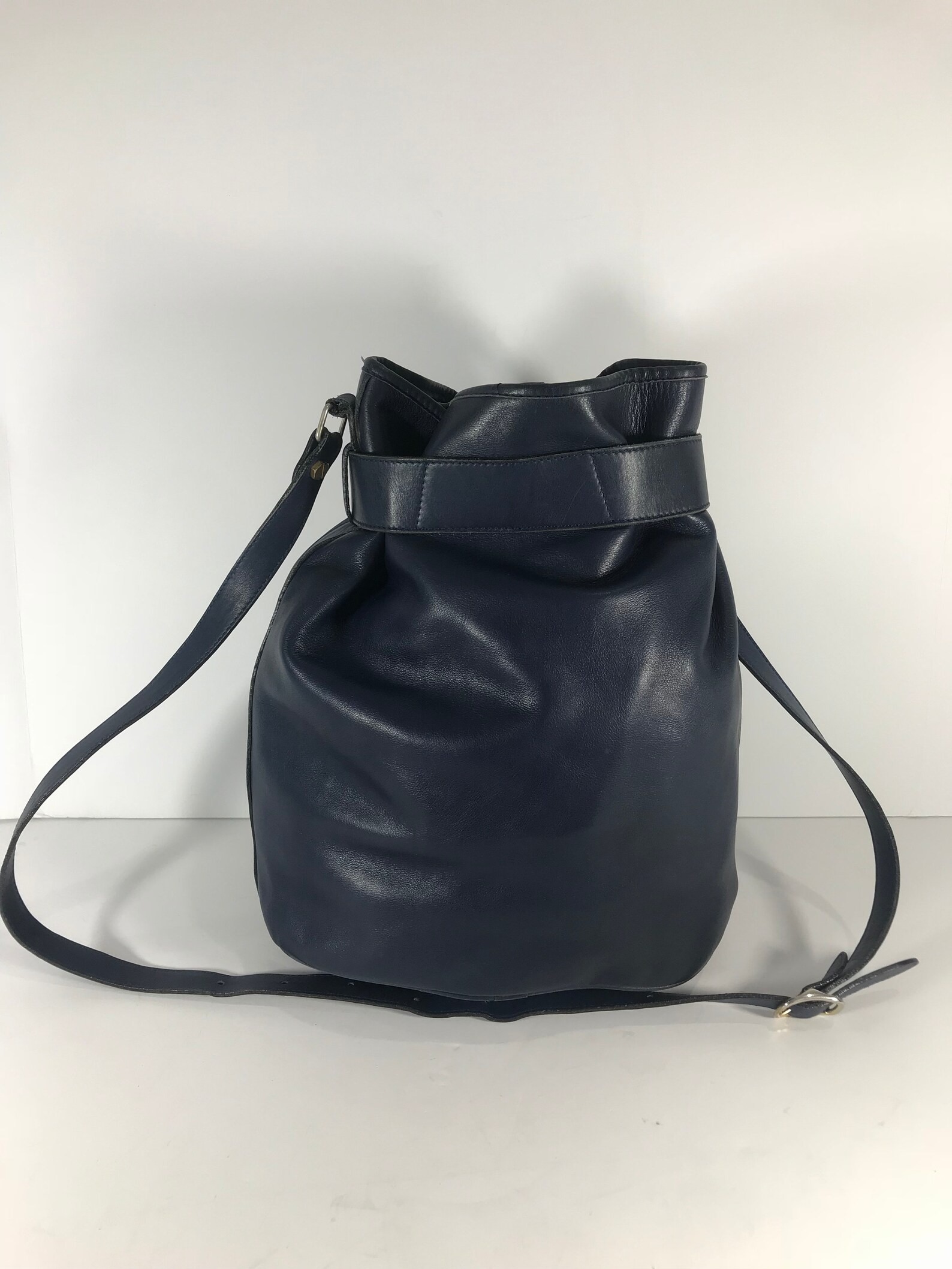 DIDIER LAMARTHE Genuine Vintage Navy Blue Leather Bucket Etsy