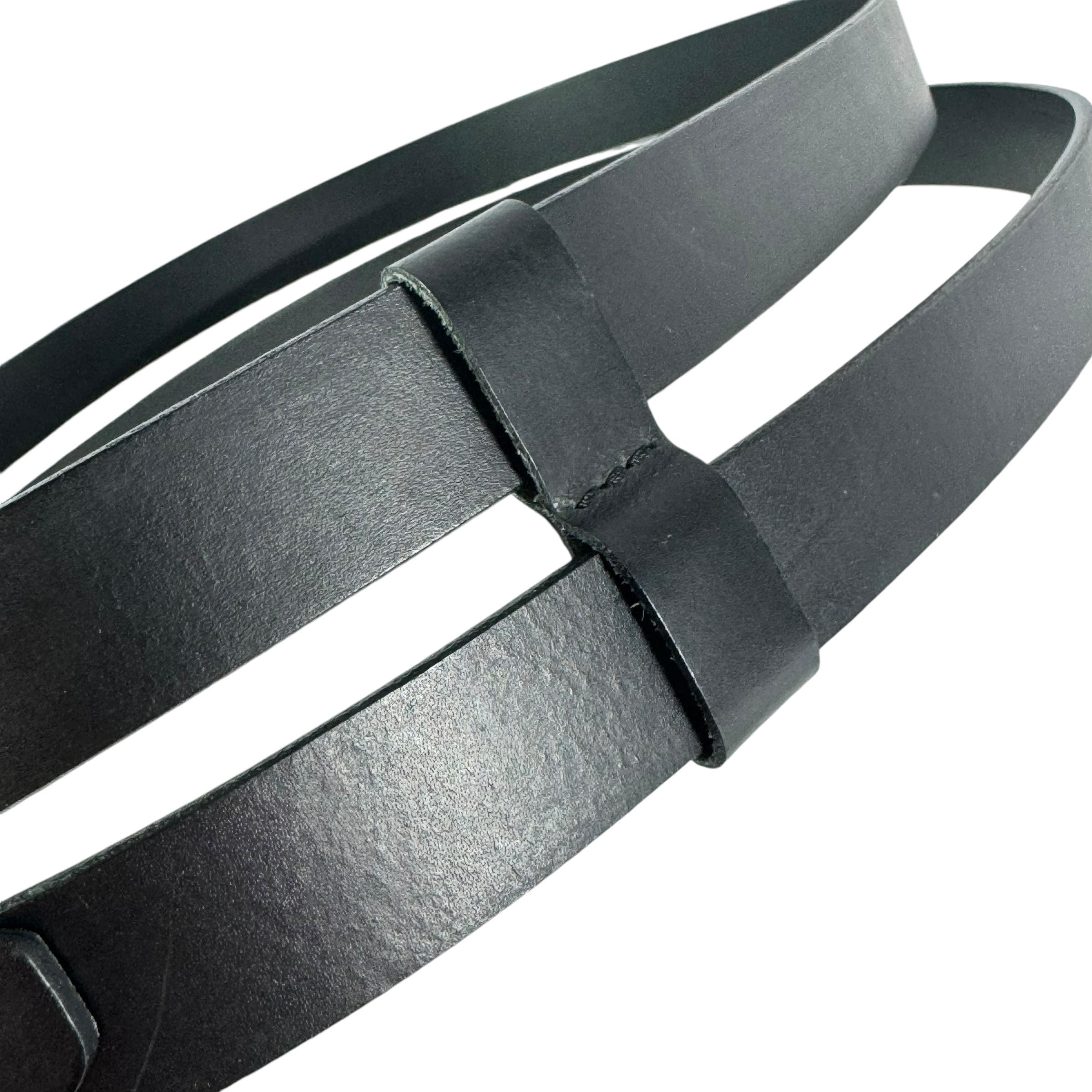 DOLCE & GABBANA Black Leather Logo Plaque Double Belt  display picture 2
