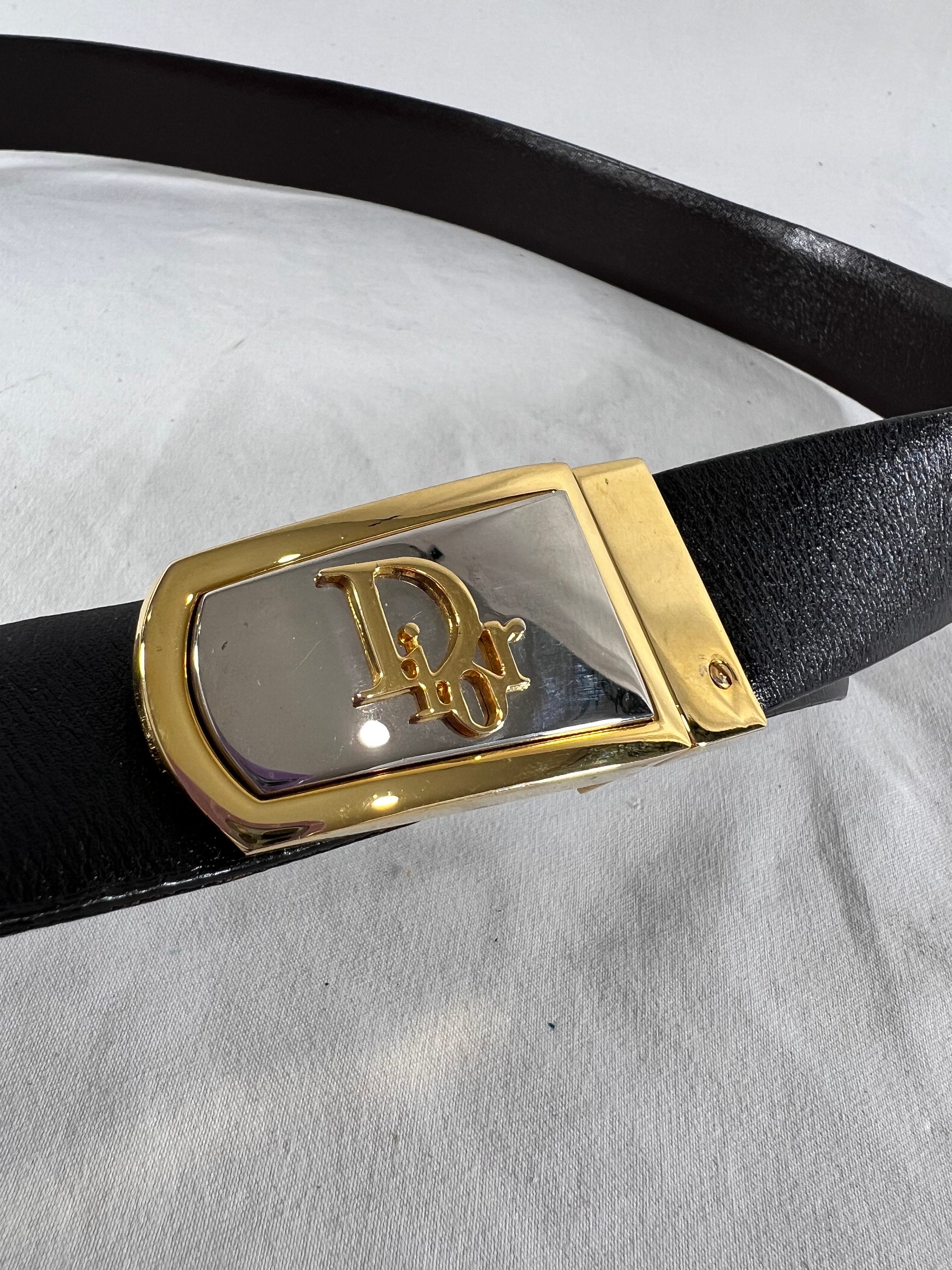 Vintage DIOR Reversible Black and Brown Leather Vintage Logo