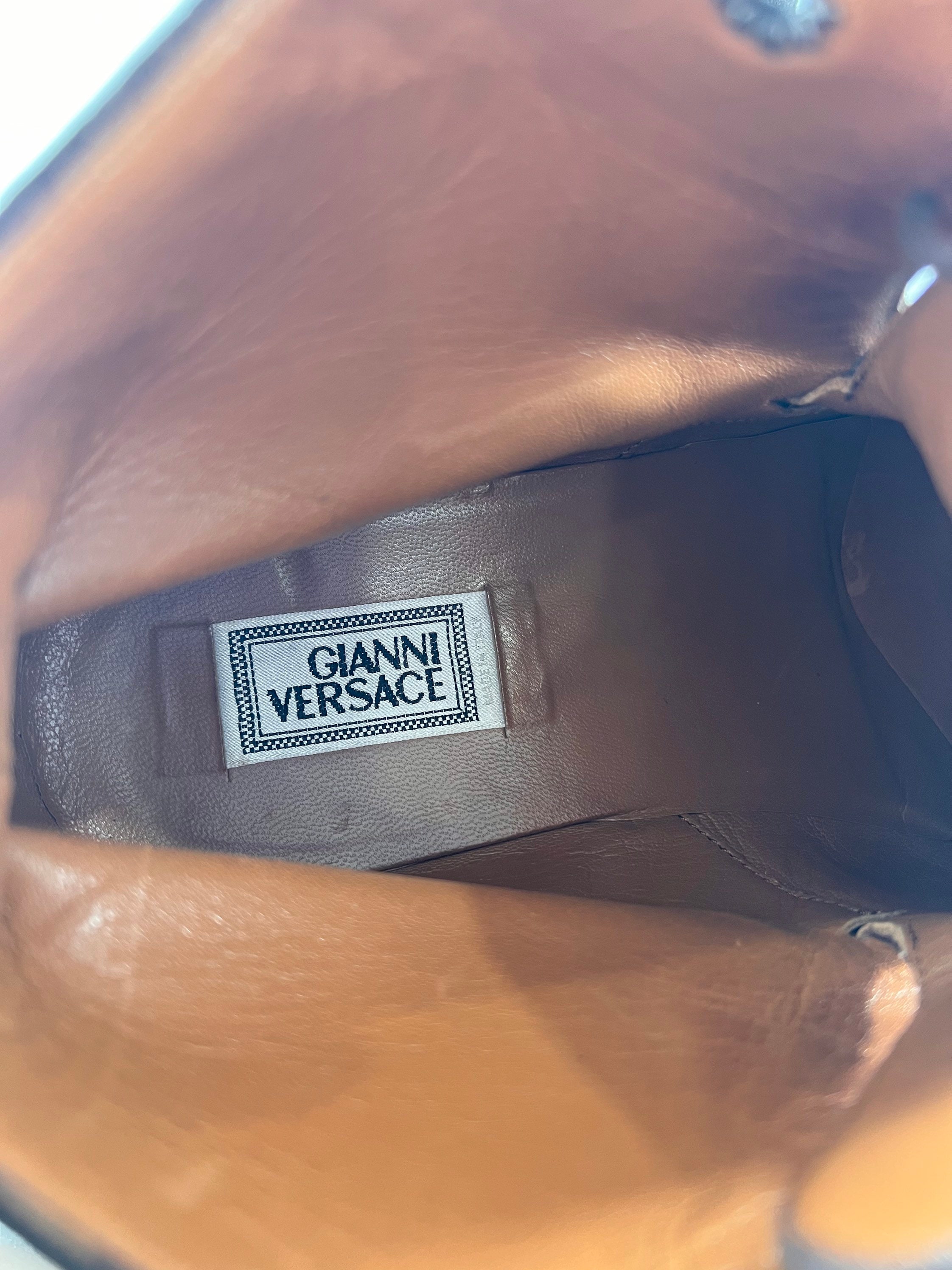 Gianni Versace Men’s Brown Suede Ankle Boots | Sz 8.5 | Silver Medusa | Italy GIANNI VERSACE Authentic Brown Suede Leather Medusa Ankle  main image 2
