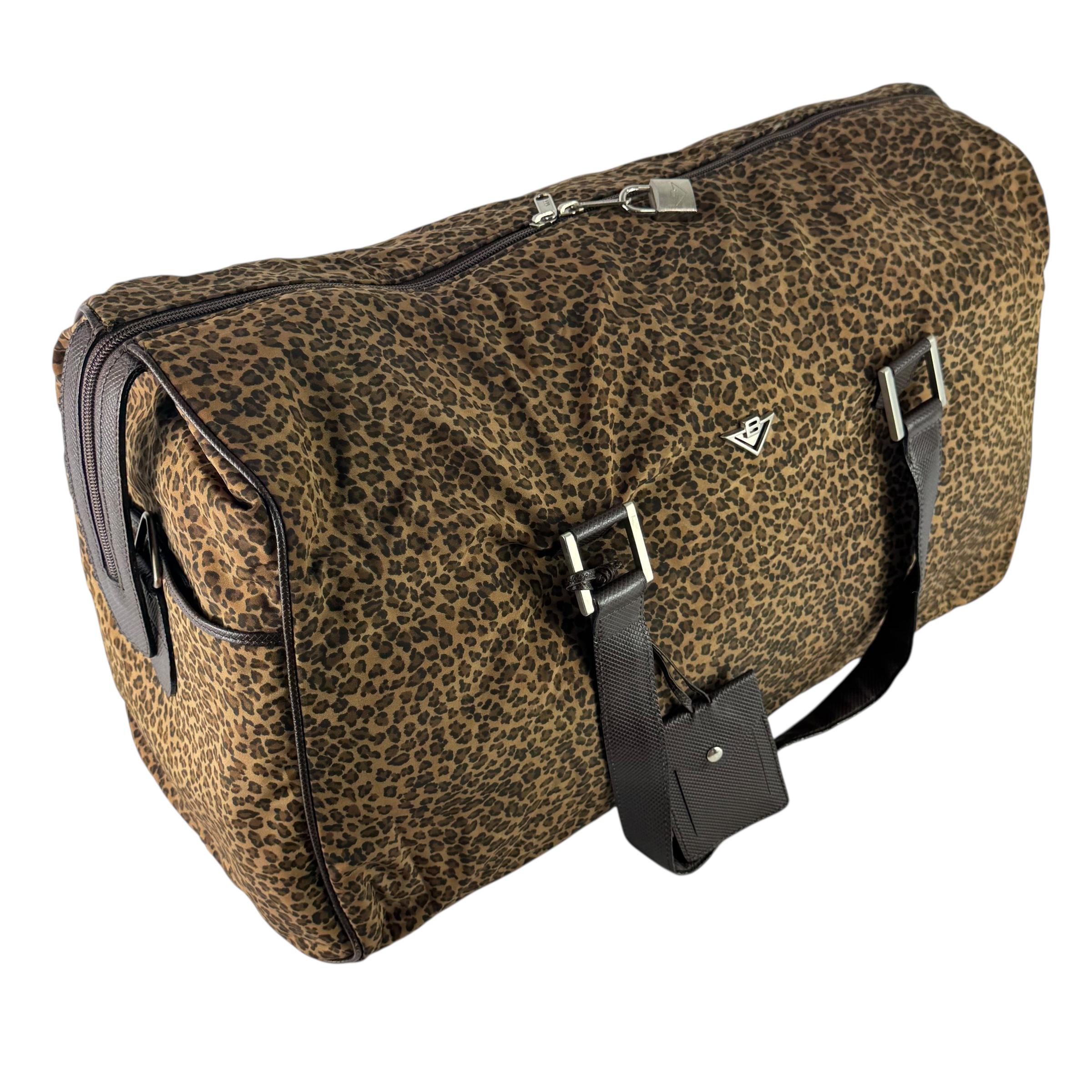 BOTTEGA VENETA Leopard Print Nylon Travel Weekender Duffle Bag