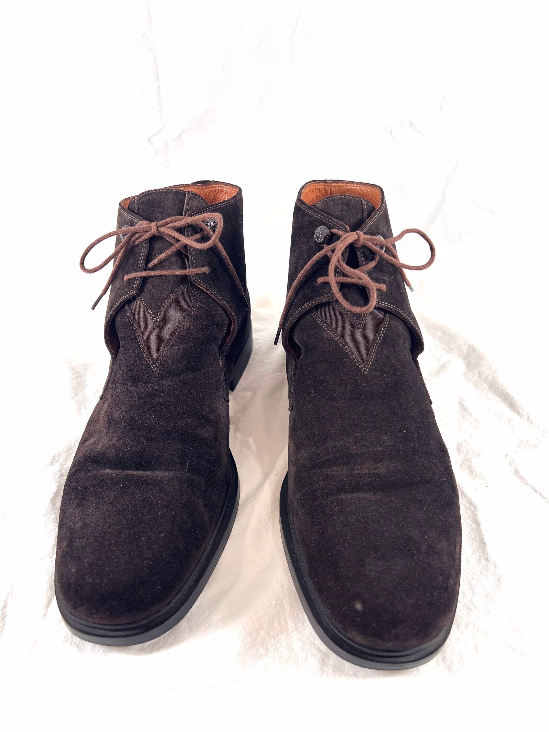 GIANNI VERSACE Authentic Brown Suede Leather Medusa Ankle  display picture 1
