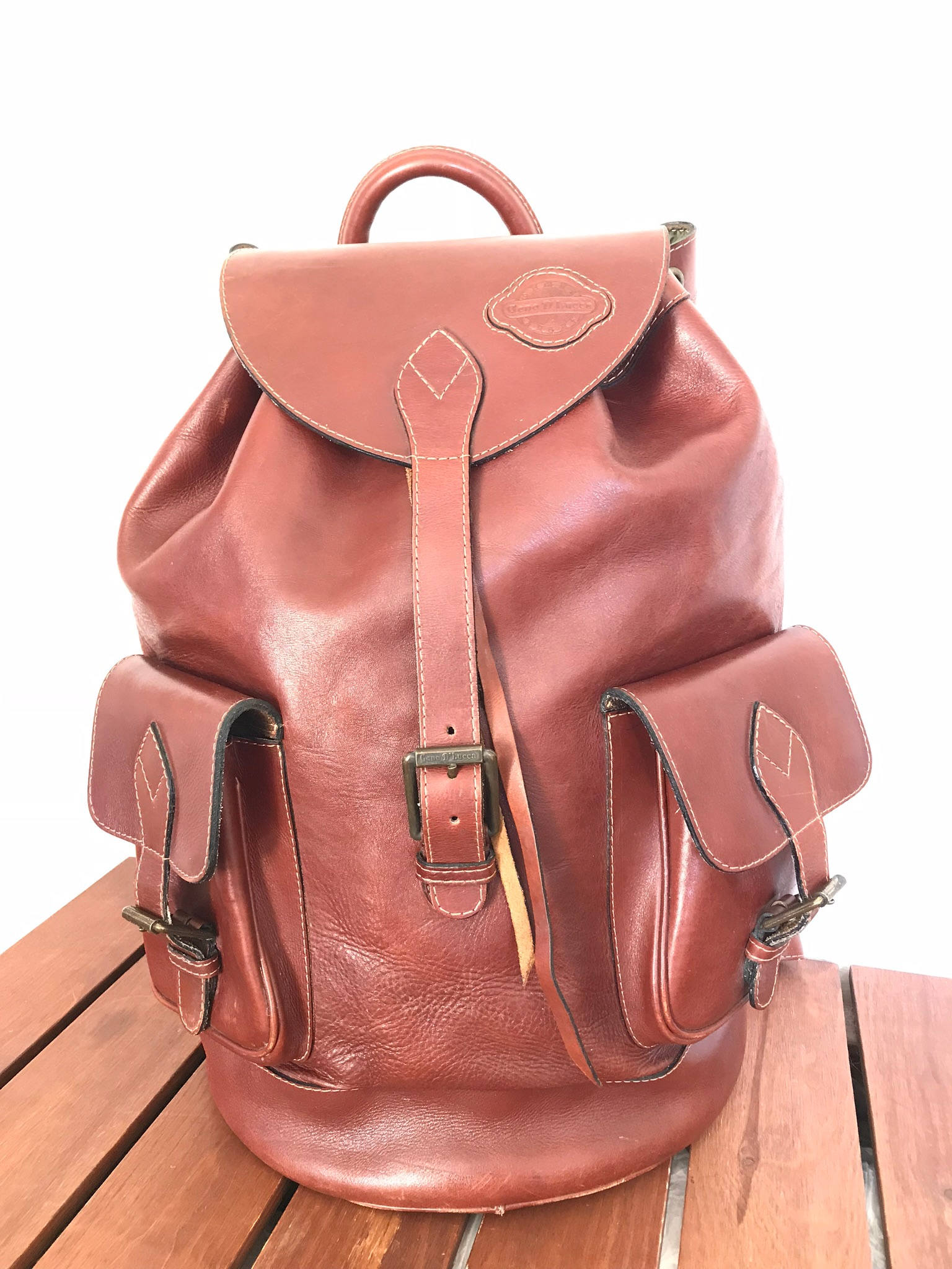 geno d lucca extra large vintage genuine brown leather drawstring