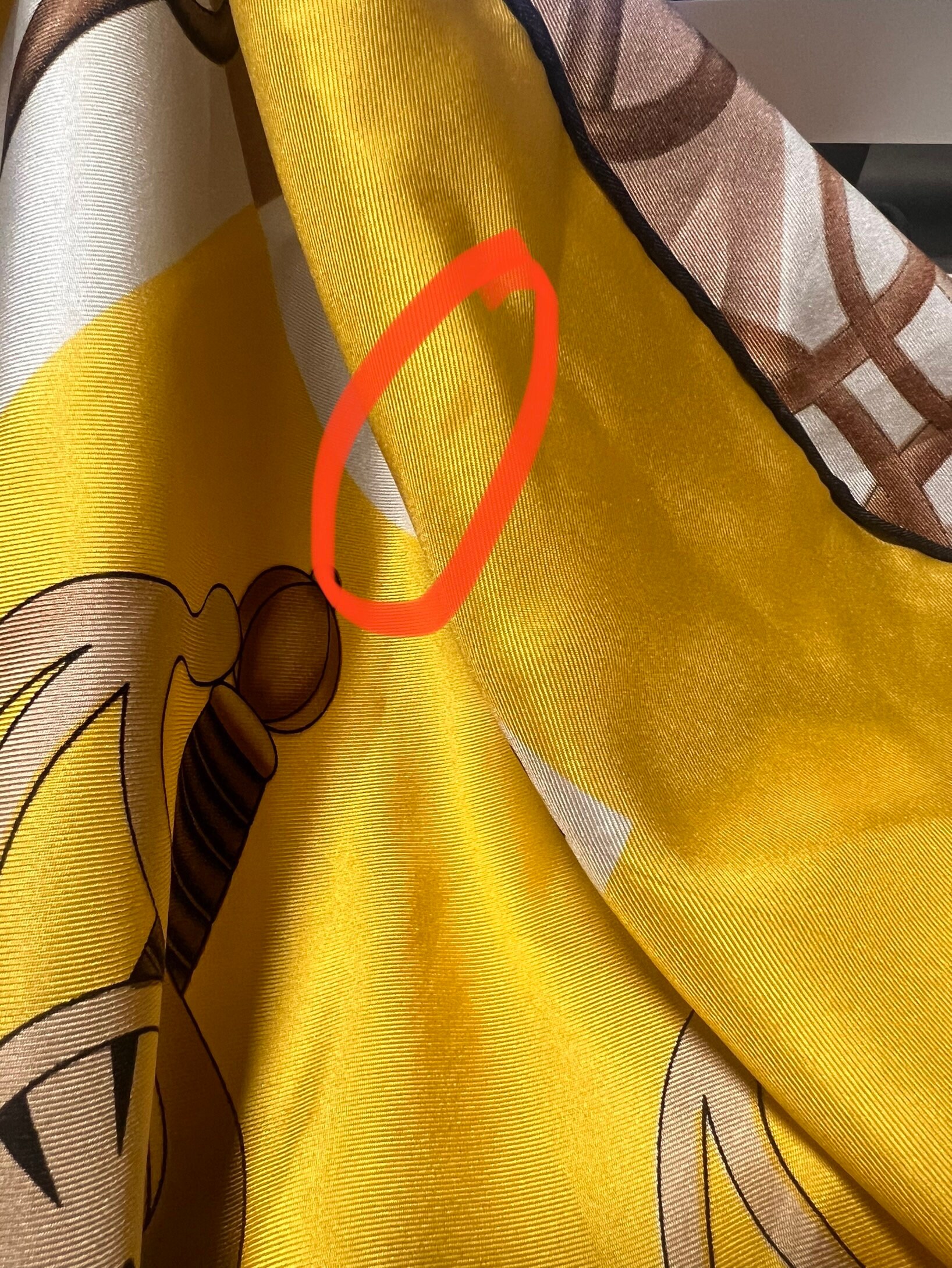 HERMES Cliquetis Yellow 100% Silk With Swords Pattern Scarf Made