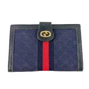 Vintage Gucci Wallet Navy - Etsy