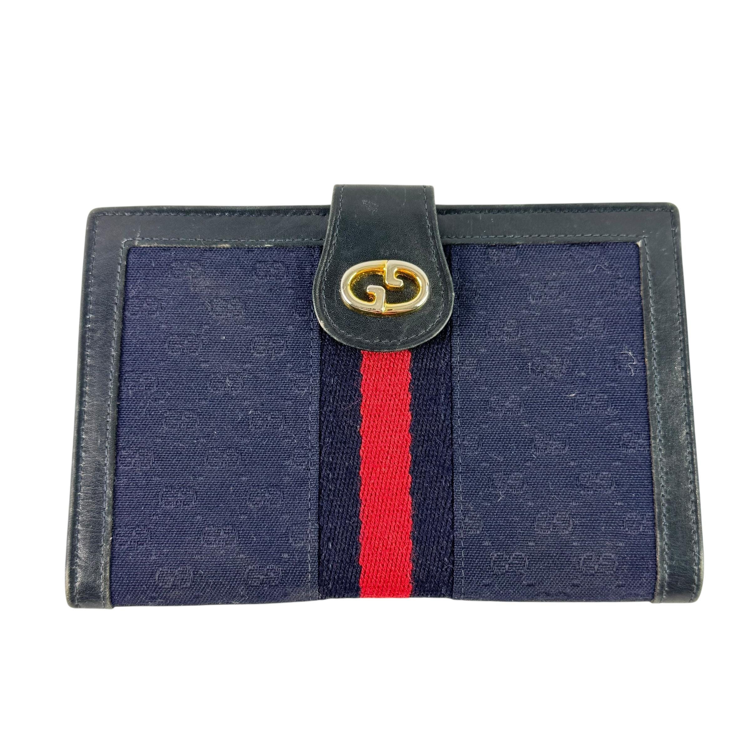 Vintage Gucci Wallet Navy - Etsy